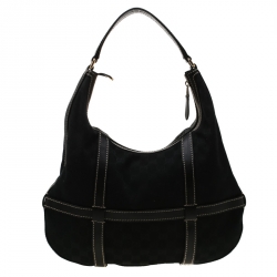 Pre Owned Gucci Black GG Canvas Royal Hobo