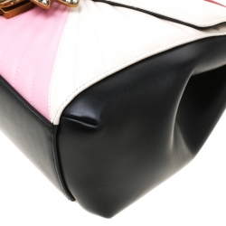 Pre Owned Gucci Multicolor Leather Queen Margaret Bamboo Top Handle Bag