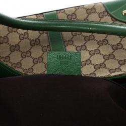 Pre Owned Gucci Canvas Monogram Bardot Green Bag