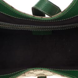 Pre Owned Gucci Canvas Monogram Bardot Green Bag