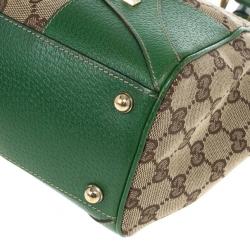 Pre Owned Gucci Canvas Monogram Bardot Green Bag