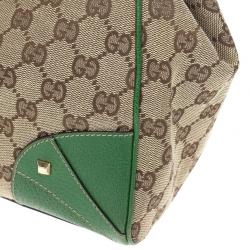 Pre Owned Gucci Canvas Monogram Bardot Green Bag