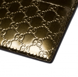 Gucci Olive Green Microguccissima Patent Leather Card Holder