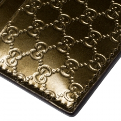 Gucci Olive Green Microguccissima Patent Leather Card Holder