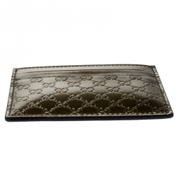 Gucci Olive Green Microguccissima Patent Leather Card Holder