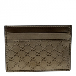 Gucci Olive Green Microguccissima Patent Leather Card Holder