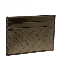 Gucci Olive Green Microguccissima Patent Leather Card Holder