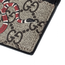 Gucci Beige/Black Kingsnake Print GG Supreme Canvas 4CC Cardholder
