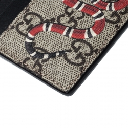 Gucci Beige/Black Kingsnake Print GG Supreme Canvas 4CC Cardholder