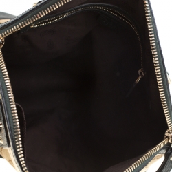 Pre Owned Gucci Beige/Green GG Canvas and Leather Charm Dome Satchel