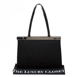 Pre Owned Gucci Black Nylon Frame Tote
