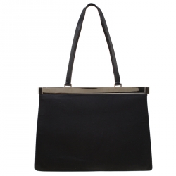 Pre Owned Gucci Black Nylon Frame Tote