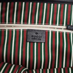 Pre Owned Gucci Black GG Canvas Britt Medium Tote Bag