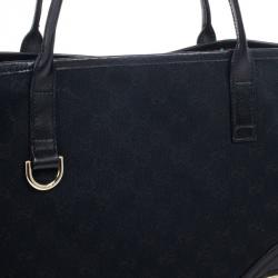 Pre Owned Gucci Black GG Canvas Britt Medium Tote Bag