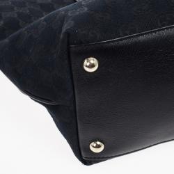 Pre Owned Gucci Black GG Canvas Britt Medium Tote Bag