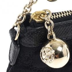 Pre Owned Gucci Black Signature “GG” Canvas Chain Link Pochette