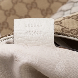 مملوكة مسبقًا حقيبة يد غوتشي بامبو بار متوسطة كانفاس GG بيج/ بيضاء