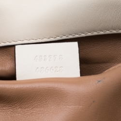 Pre Owned Gucci Off White Leather Broadway Pearly Bee Shoulder Bag