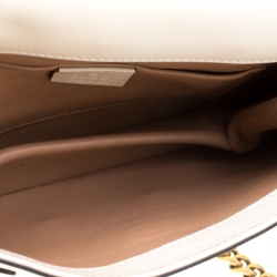 Pre Owned Gucci Off White Leather Broadway Pearly Bee Shoulder Bag