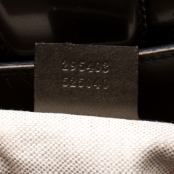 Pre Owned Gucci Olive Green Guccissima Patent Leather Large Emily Chain Shoulder Bag