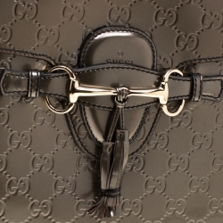 Pre Owned Gucci Olive Green Guccissima Patent Leather Large Emily Chain Shoulder Bag