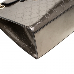 Pre Owned Gucci Olive Green Guccissima Patent Leather Large Emily Chain Shoulder Bag