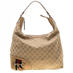 مملوكة مسبقًا حقيبة غوتشي شراشيب هورسبيت كانفاس GG بيج