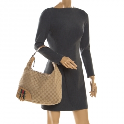 مملوكة مسبقًا حقيبة غوتشي شراشيب هورسبيت كانفاس GG بيج