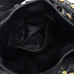 Pre Owned Gucci Babouska Black Leather Python Shoulder Bag