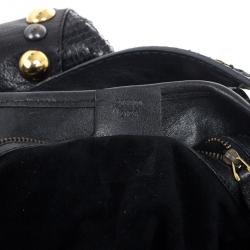 Pre Owned Gucci Babouska Black Leather Python Shoulder Bag