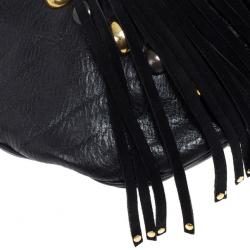 Pre Owned Gucci Babouska Black Leather Python Shoulder Bag