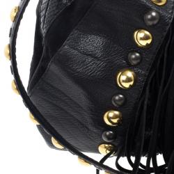 Pre Owned Gucci Babouska Black Leather Python Shoulder Bag