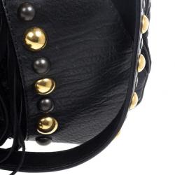 Pre Owned Gucci Babouska Black Leather Python Shoulder Bag