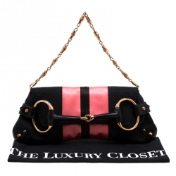 مملوكة مسبقًا حقيبة كلتش غوتشي سلسلة ويب هورسبيت توم فورد إصدار محدود صغيرة ساتان وكانفاس GG وردية/ سوداء