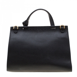 Pre Owned Gucci Black Leather GG Marmont Top Handle Bag