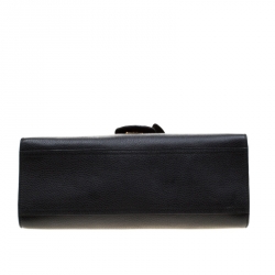 Pre Owned Gucci Black Leather GG Marmont Top Handle Bag