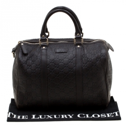 Pre Owned Gucci Dark Brown Guccissima Leather Medium Joy Boston Bag