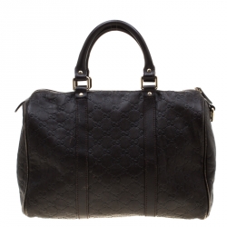 Pre Owned Gucci Dark Brown Guccissima Leather Medium Joy Boston Bag