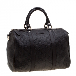 Pre Owned Gucci Dark Brown Guccissima Leather Medium Joy Boston Bag