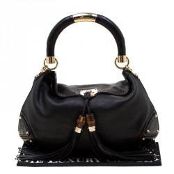 Pre Owned Gucci Black Leather Medium Babouska Indy Hobo