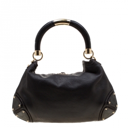 Pre Owned Gucci Black Leather Medium Babouska Indy Hobo