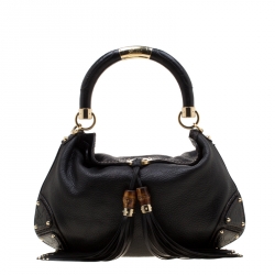 Pre Owned Gucci Black Leather Medium Babouska Indy Hobo