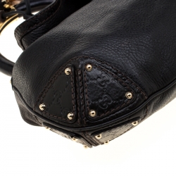 Pre Owned Gucci Black Leather Medium Babouska Indy Hobo