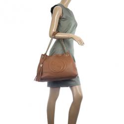 Pre Owned Gucci Soho Medium Tan Leather Tote
