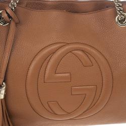 Pre Owned Gucci Soho Medium Tan Leather Tote