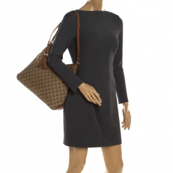 مملوكة مسبقًا Gucci Beige/Brown GG Canvas and Leather Medium Marrakech Hobo