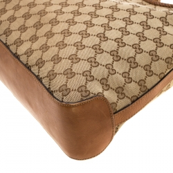 مملوكة مسبقًا Gucci Beige/Brown GG Canvas and Leather Medium Marrakech Hobo