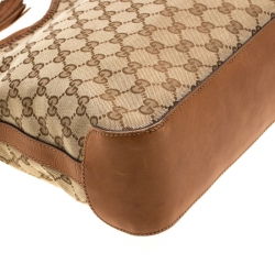 مملوكة مسبقًا Gucci Beige/Brown GG Canvas and Leather Medium Marrakech Hobo