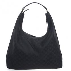 Pre Owned Gucci Original Black GG Canvas Hobo