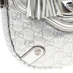 مملوكة مسبقًا Gucci Metallic Silver Guccissima Leather Small Britt Shoulder Bag